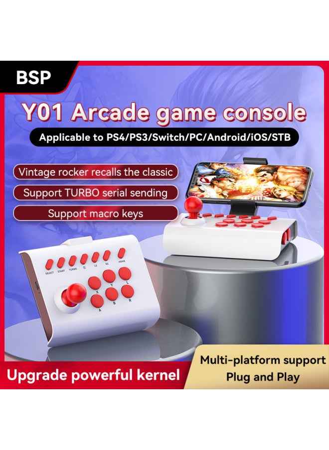 Generic Switch Arcade Shaker Mobile Phone Android IOS Street Fighter Boxer Game Rocker Handle Multi-function Game Control-Product Color:Black  - Image 2
