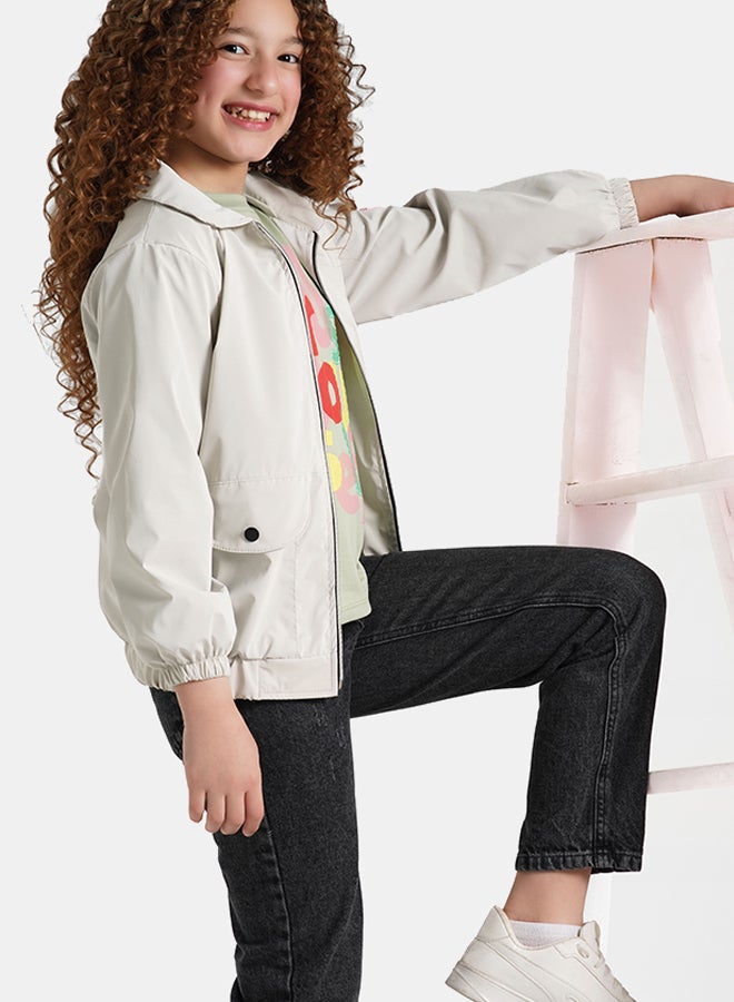 ريمينت جاكيت للبنات خفيف للربيع فضي - Image 1