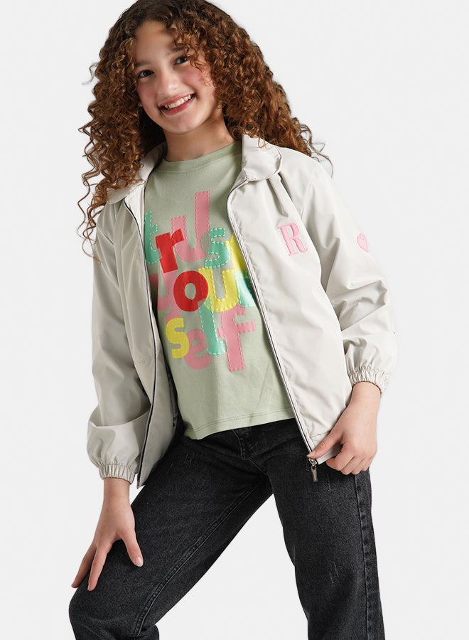 ريمينت جاكيت للبنات خفيف للربيع فضي - Image 3