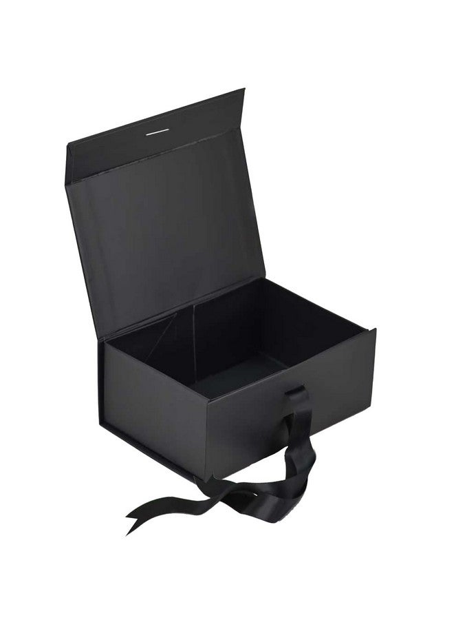 Aakriti Black Foldable Rakhi Gift Box Empty Gift Box with Satin Ribbon, Multipurpose Hamper Box Holds upto 5 kg Reuse Gift Boxes Box for Gift Packing (Medium 24 x 17 x 10 cm, Black Matte Finish 1Pcs) - Image 3