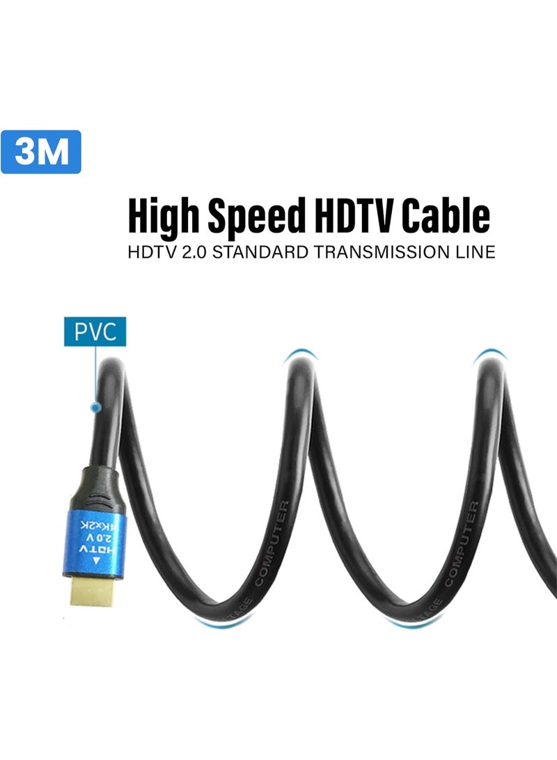 كابل HDMI ممتاز فائق السرعة بدقة 4K (18 جيجابت في الثانية) مع دعم إيثرنت، متوافق مع أجهزة التلفزيون والشاشات وأجهزة الكمبيوتر وأجهزة Xbox وPS5/PS4 ومشغلات Blu-ray بدقة 4K 60Hz. تصميم متين وموصلات مطلية بالذهب. - Image 3