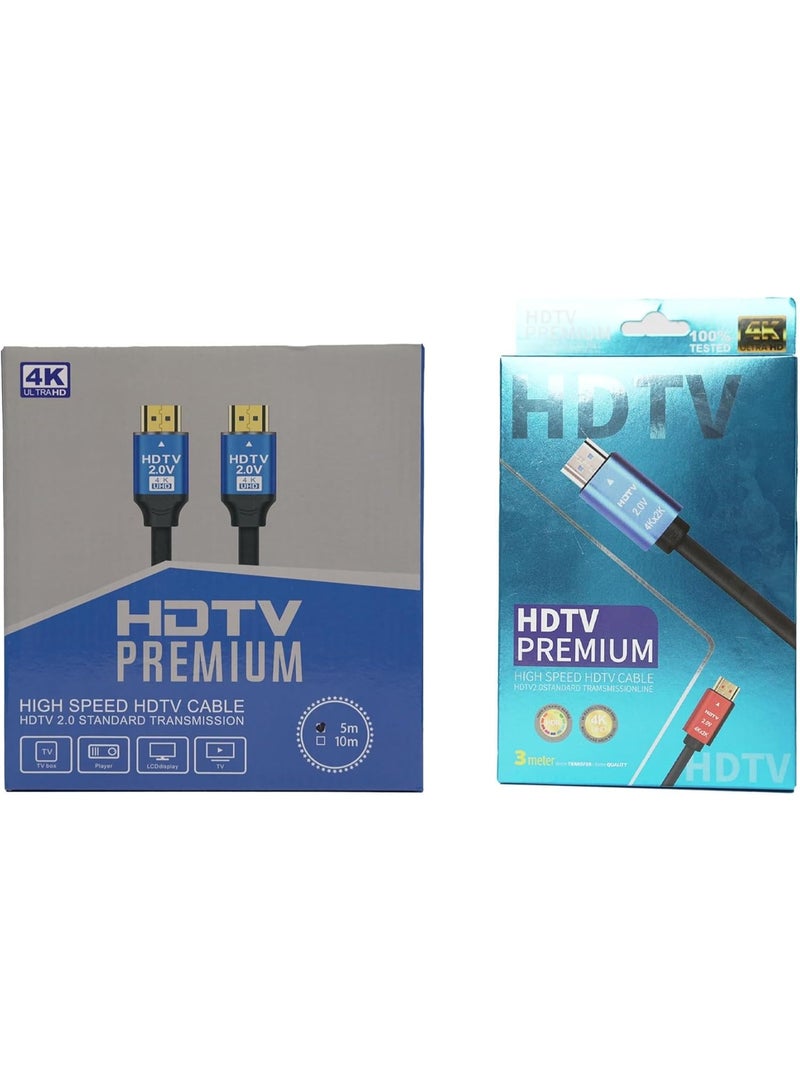 كابل HDMI ممتاز فائق السرعة بدقة 4K (18 جيجابت في الثانية) مع دعم إيثرنت، متوافق مع أجهزة التلفزيون والشاشات وأجهزة الكمبيوتر وأجهزة Xbox وPS5/PS4 ومشغلات Blu-ray بدقة 4K 60Hz. تصميم متين وموصلات مطلية بالذهب. - Image 1