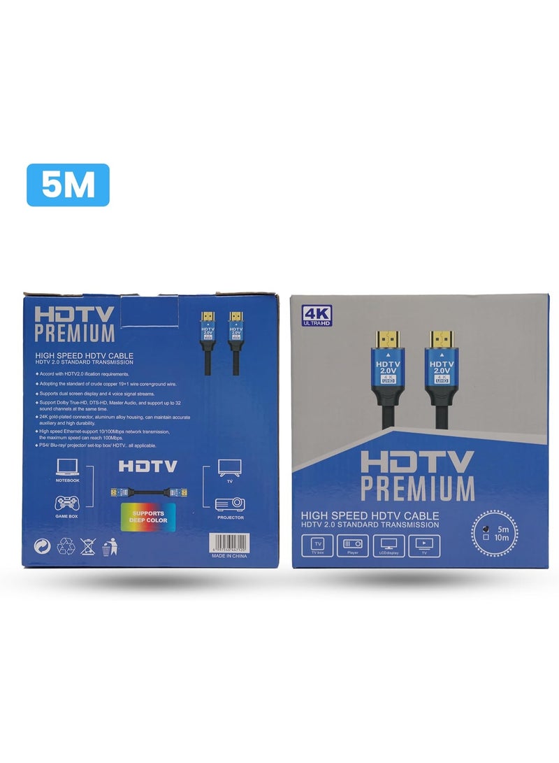كابل HDMI ممتاز فائق السرعة بدقة 4K (18 جيجابت في الثانية) مع دعم إيثرنت، متوافق مع أجهزة التلفزيون والشاشات وأجهزة الكمبيوتر وأجهزة Xbox وPS5/PS4 ومشغلات Blu-ray بدقة 4K 60Hz. تصميم متين وموصلات مطلية بالذهب. - Image 5