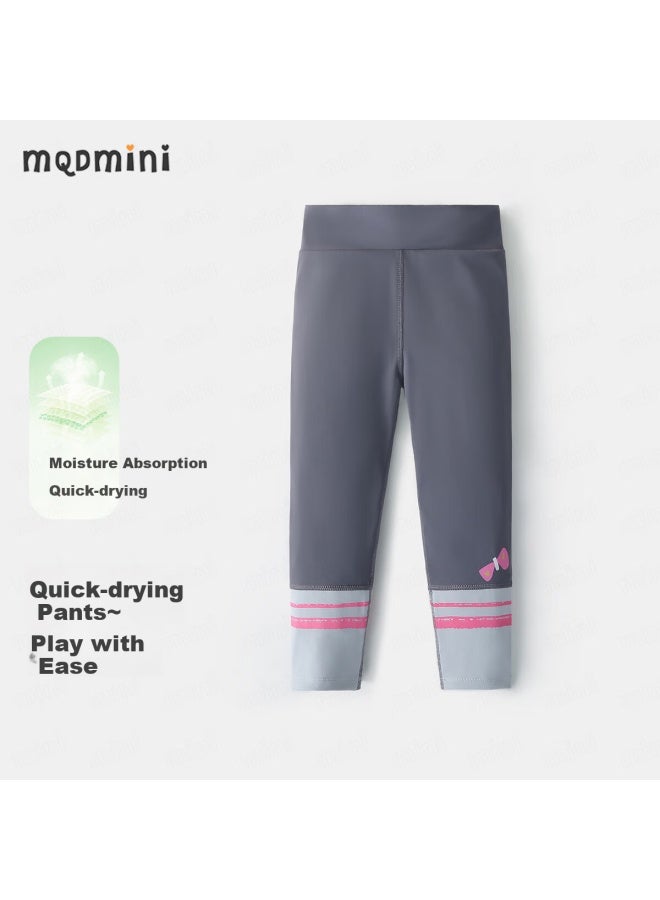 Mqdmini Girls' Leggings, Children'S Elastic Pants, 5A Antibacterial, For Young And Older Children, Color Block Butterfly Pattern - Image 1