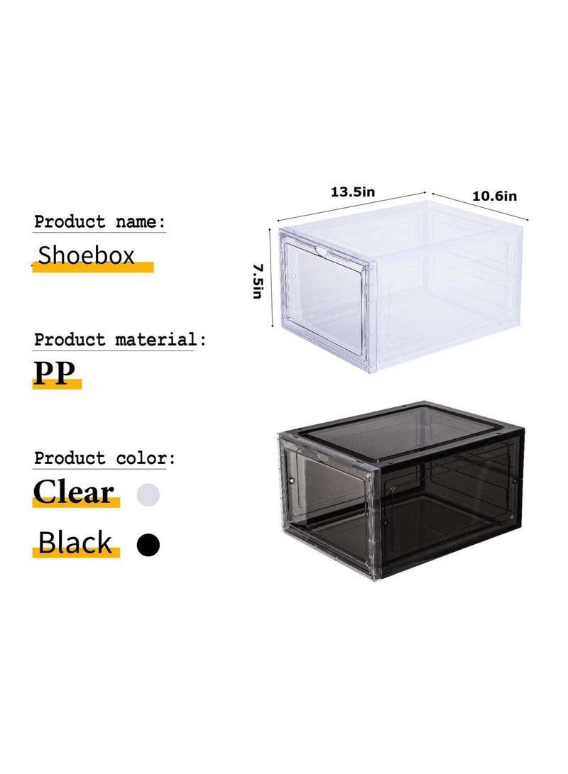 ARNOTEC صندوق أحذية بواجهة قابلة للفتح، مجموعة من 3، صندوق أحذية بلاستيكي قابل للتكديس مع باب شفاف، كصندوق تخزين أحذية وصندوق أحذية شفاف، لعرض الأحذية الرياضية، سهل التجميع، يناسب حتى مقاس 12 أمريكي - Image 3