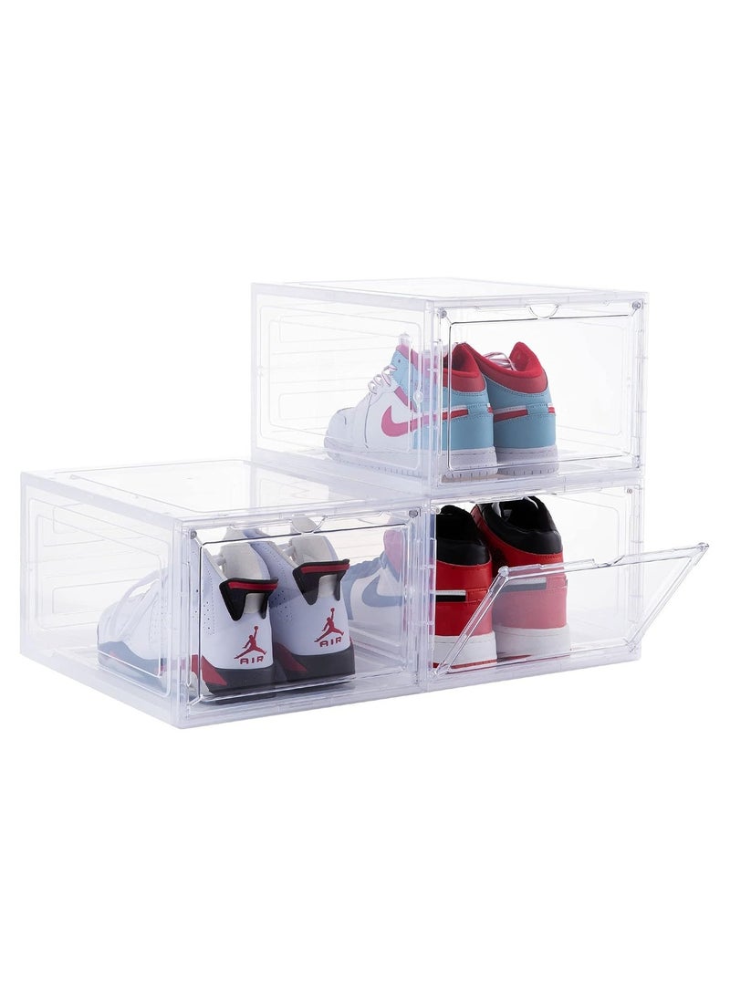 ARNOTEC - Drop Front Shoe Box,Set of 3,Stackable Plastic Shoe Box with Clear Door,As Shoe Storage Box and Clear Shoe Box,For Display Sneakers,Easy Assembly,Fit up to US Size 12 - Image 1