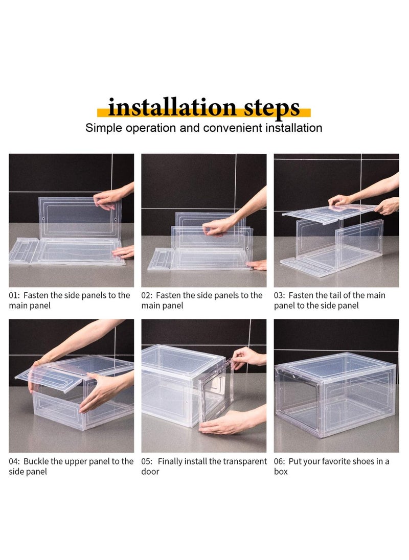 ARNOTEC - Drop Front Shoe Box,Set of 3,Stackable Plastic Shoe Box with Clear Door,As Shoe Storage Box and Clear Shoe Box,For Display Sneakers,Easy Assembly,Fit up to US Size 12 - Image 1