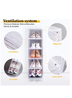 ARNOTEC Drop Front Shoe Box,Set of 3,Stackable Plastic Shoe Box with Clear Door,As Shoe Storage Box and Clear Shoe Box,For Display Sneakers,Easy Assembly,Fit up to US Size 12  - Image 3