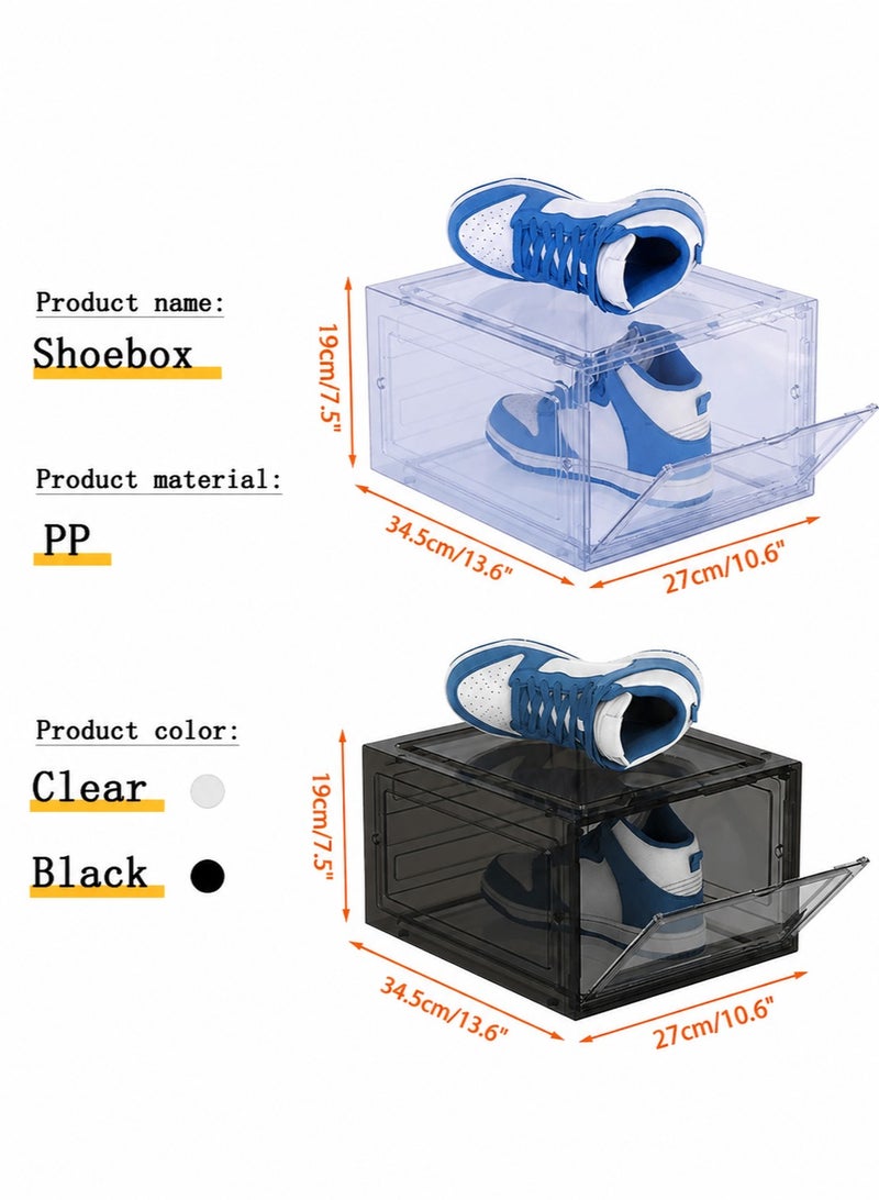 ARNOTEC Transparent Stackable Shoe Box Set of 3 with Magnetic Clear Door – Drop Front Sneaker Storage Organizer, Durable Plastic Shoe Boxes, Easy Assembly, Fits up to US Size 12 - Image 3
