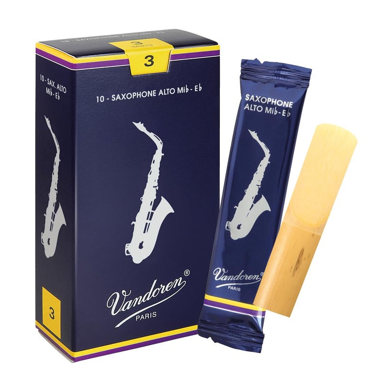 Vandoren SR213 Alto Sax Traditional Reeds Strength 3; Box of 10 - Image 1