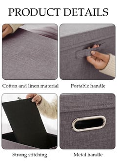 DUNISO 2pcs Wardrobe Clothes Organizer Cubes with Lids Foldable Fabric Decorative Storage Box Bins Organizer Containers Baskets with Cover Handles Divider for Bedroom Closet Living Room  - Image 3
