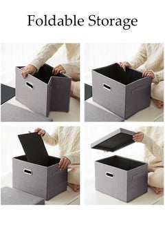 DUNISO 2pcs Wardrobe Clothes Organizer Cubes with Lids Foldable Fabric Decorative Storage Box Bins Organizer Containers Baskets with Cover Handles Divider for Bedroom Closet Living Room  - Image 4