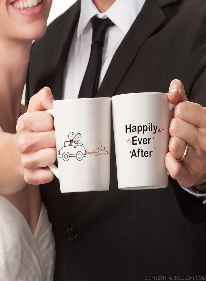 BoldLoft Happily Ever After Wedding Coffee Mugs for Bride and Groom-Wedding Gifts for Couples, Newlyweds, Bridal Shower, Engagement, His and Hers Mug Gifts - Image 3