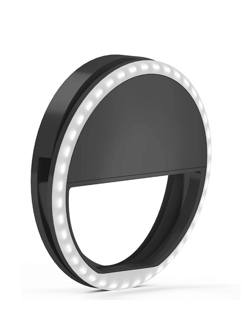 ELTRAZONE Rechargeable 36-LED Selfie Ring Light Black - Image 1