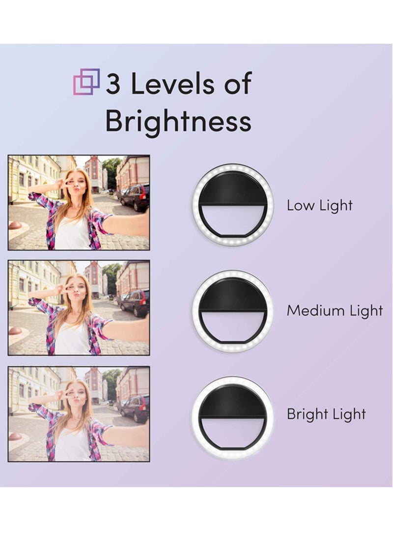 ELTRAZONE Rechargeable 36-LED Selfie Ring Light Black - Image 4