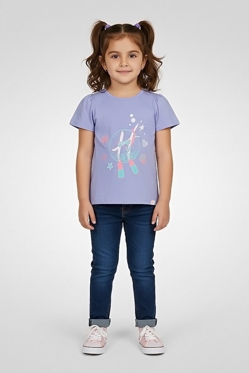 Hamleys Toddlers Girl Short Sleeve Graphic Print T-Shirt, Purple - Image 1