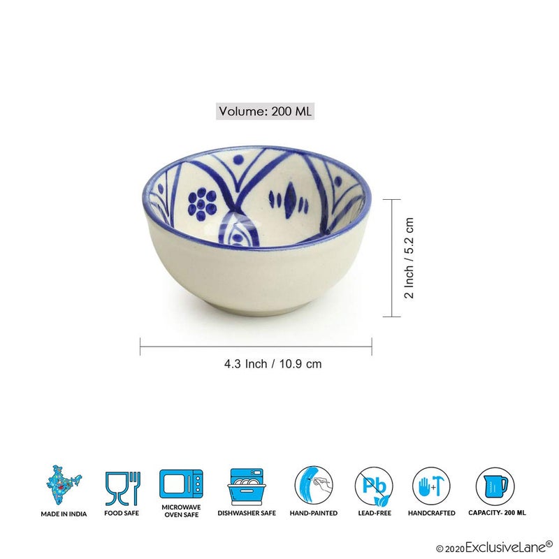 ExclusiveLane وعاء طعام سيراميك مطلي يدويًا 'مغربي مزهر' من ExclusiveLane (مجموعة من 4، آمن في غسالة الصحون والميكروويف)، 200 مل - Image 4