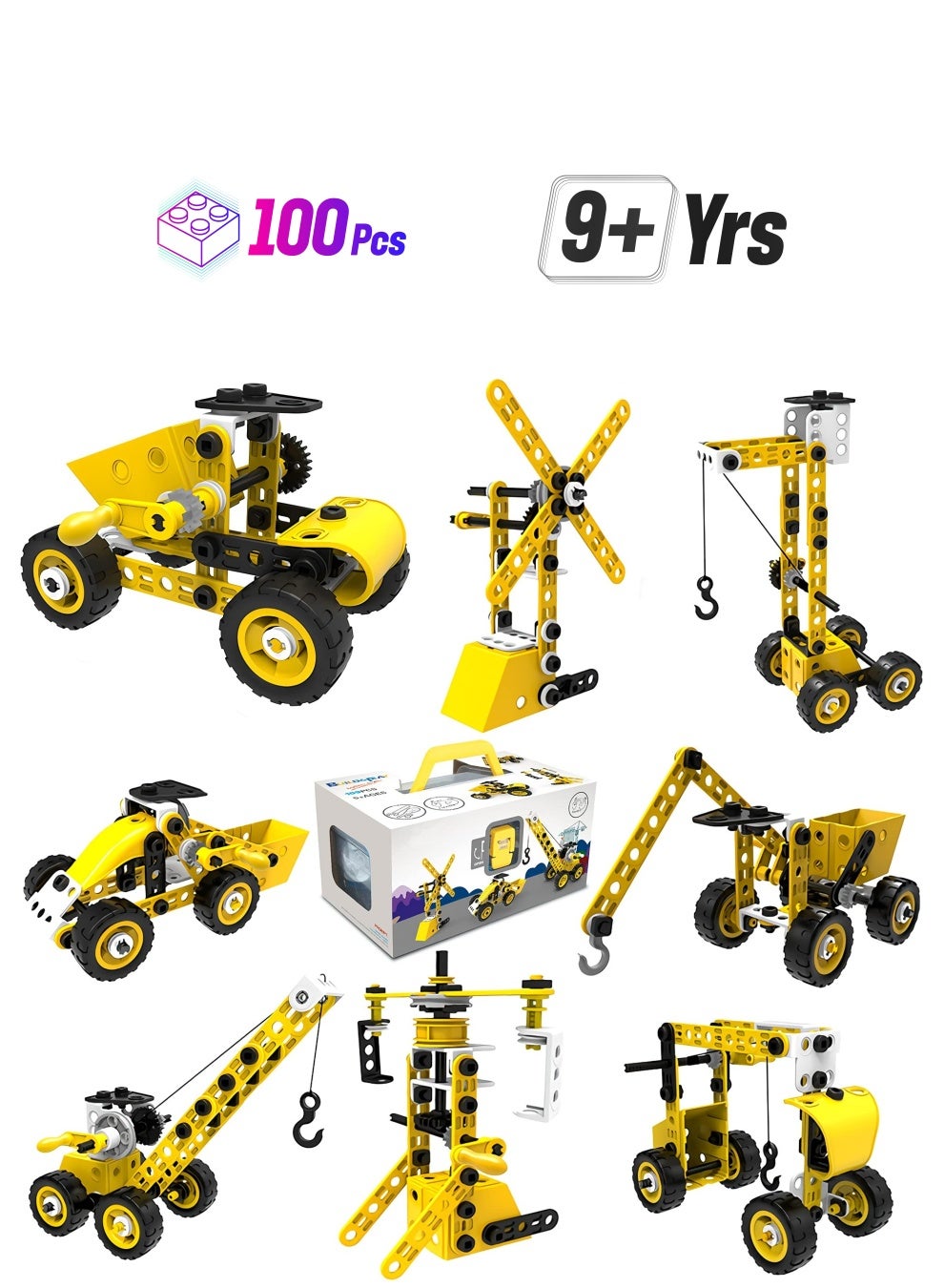 Construction Toys For Children Aged 5 6 7 8 9+ Years, 100 Pieces DIY STEM Building Blocks Educational Toy Set, Creative Educational Building Toys For Boys Girls, Engineering Toys Creative Set Gift