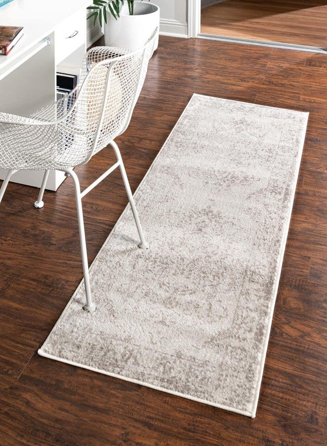 Unique Loom Oxford Collection Area Rug - Bodleian (2' x 6' 1" Runner, Ivory/ Gray) - Image 1