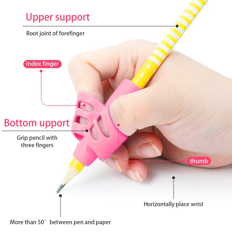 BUSHIBU Pencil Grips for Kids Handwriting, 4 Pcs Toddler Pencil Grippers, Pen Grips Trainer for Beginners Preschoolers Kindergarten Children - Image 5