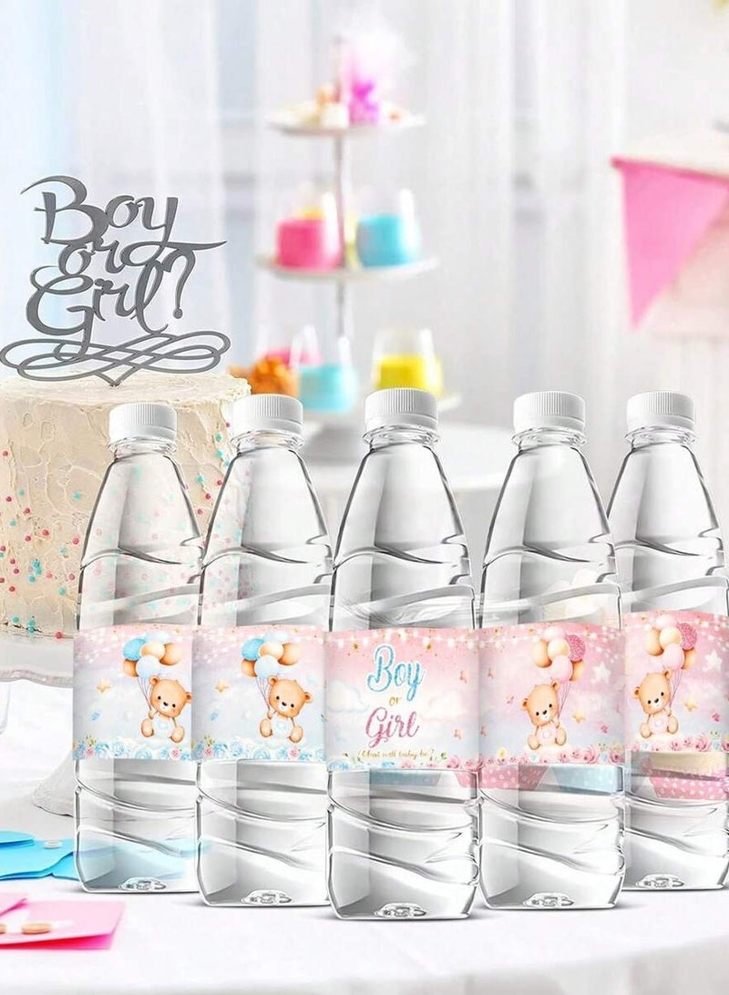 Water Bottle Stickers for Gender Reveal Party – Blue & Pink Teddy Bear Design, Perfect for Events & Celebrations Set of 10  - Image 4