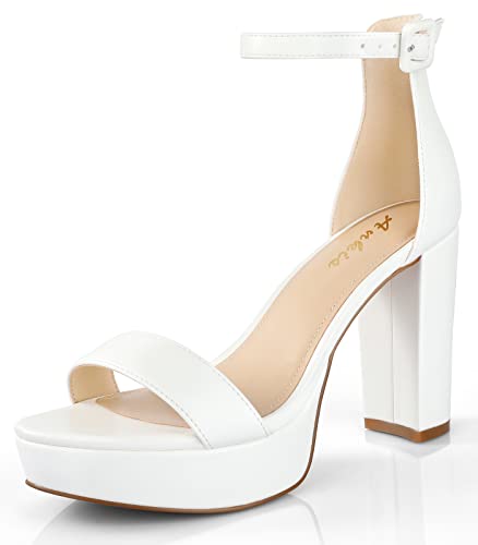 Ankis Platform Heels 4 Inches Chunky heels Sandals for Women Comfy Open Toe Block Heeled Sandals Black Nude White Silver Gold Ankle Strappy Black Chunky Platform Heel for Women Summer Dress Shoes - Image 1