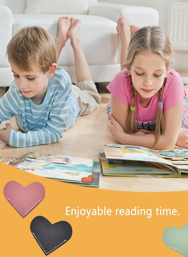 فواصل كتب جلدية على شكل قلب، إكسسوارات كتب، فواصل كتب للنساء، فواصل كتب لطيفة على شكل زوايا للأطفال، أدوات مكتبية للطلاب، لوازم مدرسية ومكتبية، هدايا للمعلمين (6 قطع) - Image 2