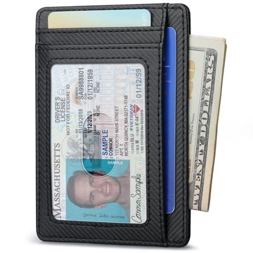Buffway Slim Minimalist Front Pocket RFID Blocking Leather Wallets for Men and Women - Peak Black - Image 2