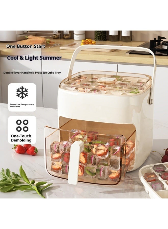 Double-Layer Press Ice Cube Tray with Storage, 48-Grid Ice Maker Bucket for Home - Image 2