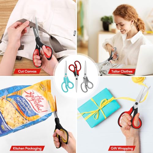 Niutop Scissors, Niutop 8" All Purpose Scissors Heavy Duty Ergonomic Comfort Grip Craft Shears Sharp Scissors for Office Home Household Sewing High/Middle School Students Teacher Art Craft DIY Supplies - Image 5