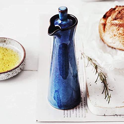 LINWIN Ceramic Olive Oil Dispenser Bottle, Suitable for Storage Of Oil, Vinegar, Soy Sauce, 120ml / 4oz - Blue - Image 2
