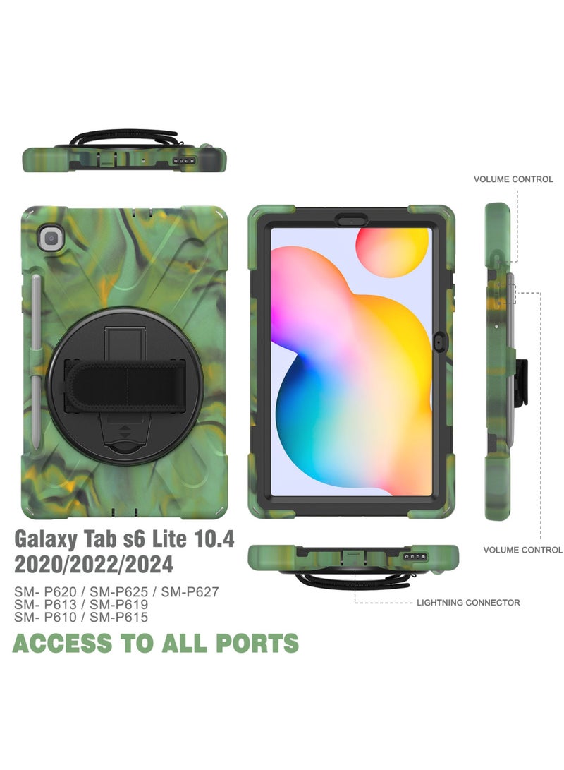 روك بو جراب لهاتف Samsung Galaxy Tab S6 Lite مقاس 10.4 بوصة 2024/2022/2020 (SM-P620/P610/P613/P615/P619) جراب سيليكون مع حامل دوار 360 درجة ومقبض وحامل قلم S لجهاز S6 Lite مقاس 10.4 بوصة - Image 2