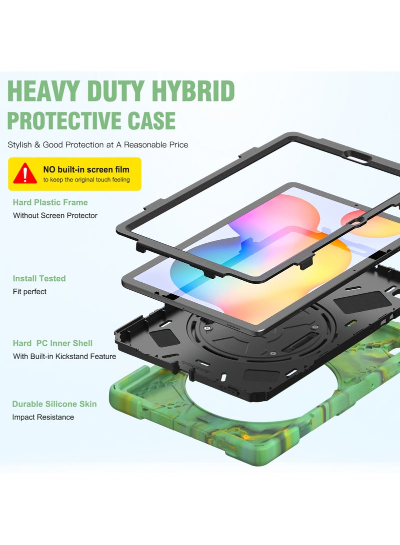 روك بو جراب لهاتف Samsung Galaxy Tab S6 Lite مقاس 10.4 بوصة 2024/2022/2020 (SM-P620/P610/P613/P615/P619) جراب سيليكون مع حامل دوار 360 درجة ومقبض وحامل قلم S لجهاز S6 Lite مقاس 10.4 بوصة - Image 3