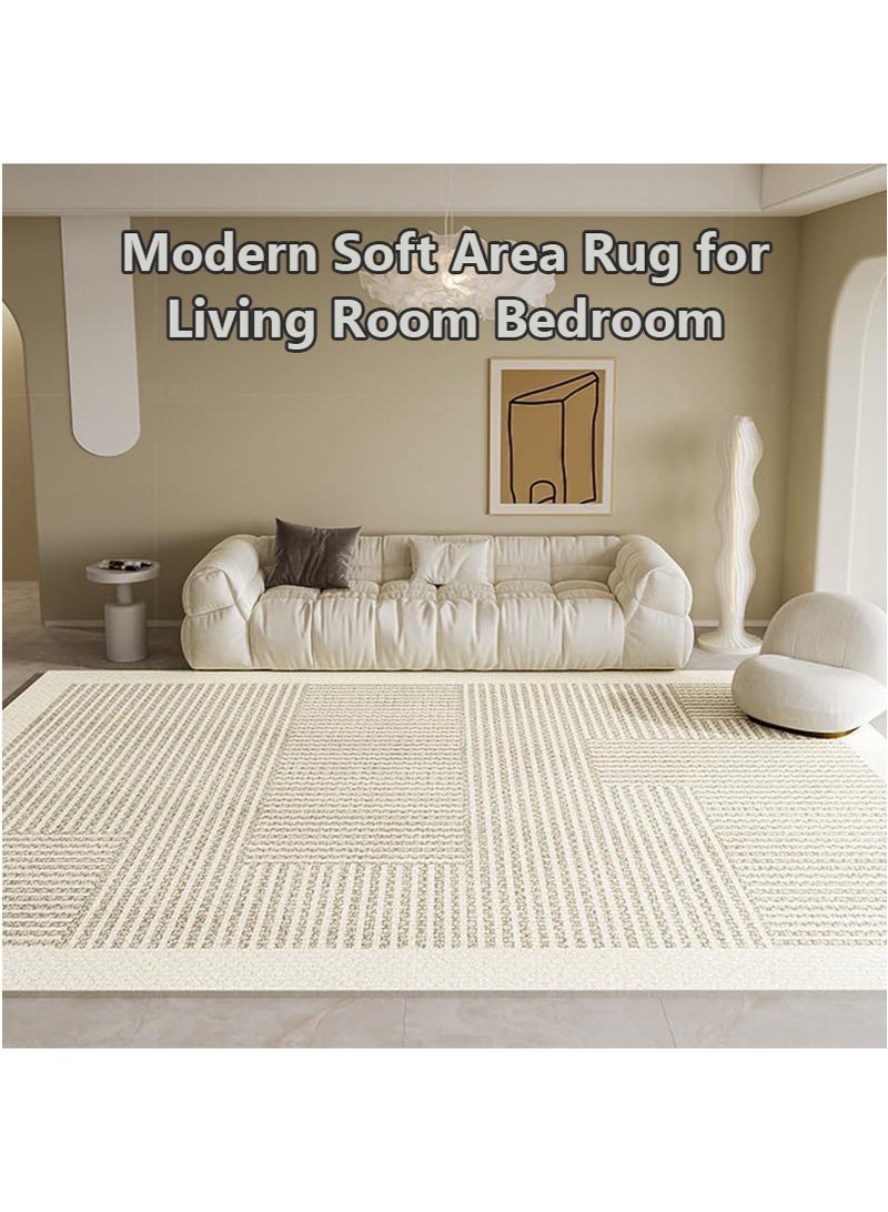 VUCATIN 200x300cm Thick Soft Plush Waterproof Stain-Resistant Rug, Nordic Minimalist Non-Slip Carpet for Living Room Sofa & Bedside, Warm Anti-Cold Home Floor Mat (Style A) - Image 2