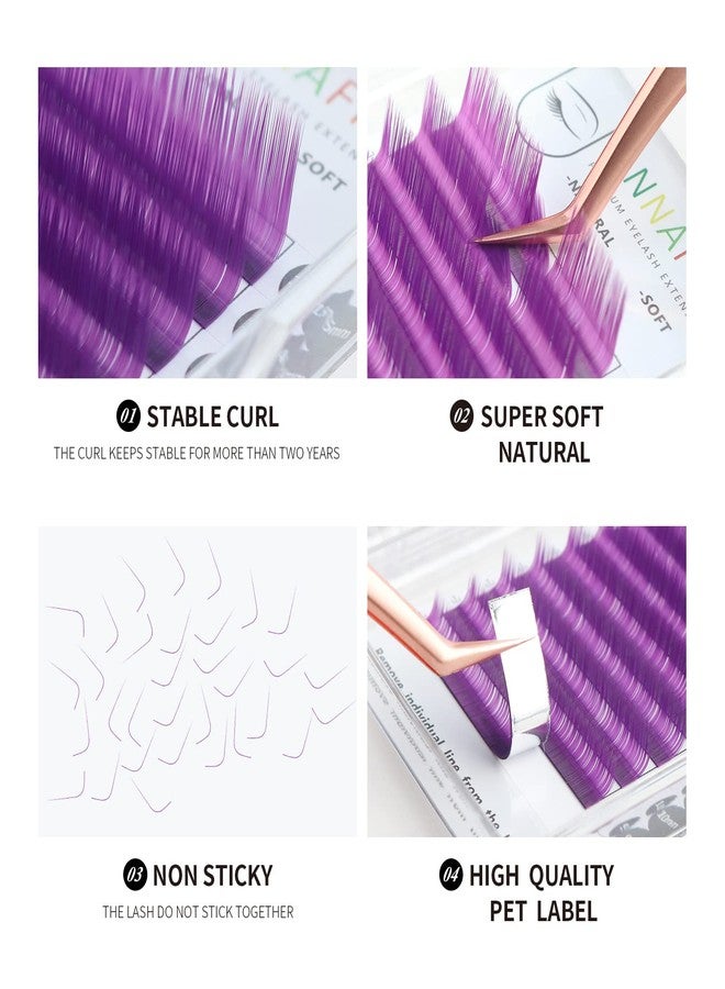 ANNAFRIS Colored Eyelash Extension Classic Purple 0.07 D Curl 8-15mm Mixed Volume Lash Extension Individual False Eye Lashes With Color By ANNAFRIS (Classic Purple,0.07 D 8-15mm Mix) - Image 2