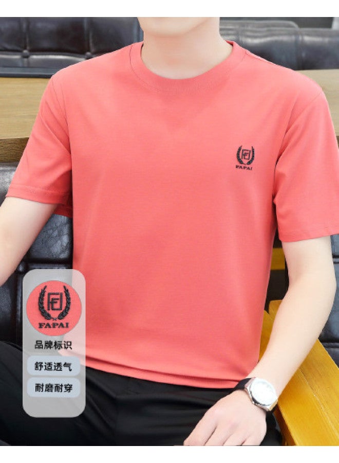 Fapai Summer Simple Fashion Solid Color Cotton Basic Comfortable Breathable Men's T-shirt Short Sleeve Top - Image 1