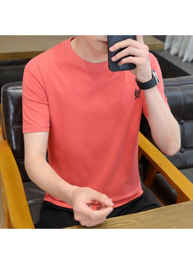 Fapai Summer Simple Fashion Solid Color Cotton Basic Comfortable Breathable Men's T-shirt Short Sleeve Top - Image 3