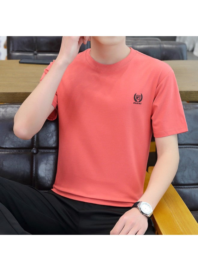 Fapai Summer Simple Fashion Solid Color Cotton Basic Comfortable Breathable Men's T-shirt Short Sleeve Top - Image 5