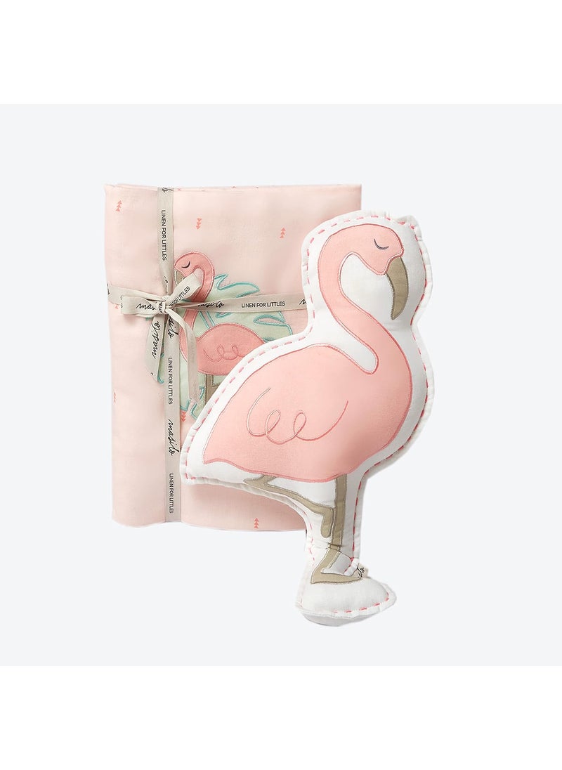 Masilo Masilo Organic Cotton Baby Blanket with Toy for Newborn/Infant-Dohar Blanket Combo-1X Blanket, 1X Toy, Flamingo-Pink  - Image 1