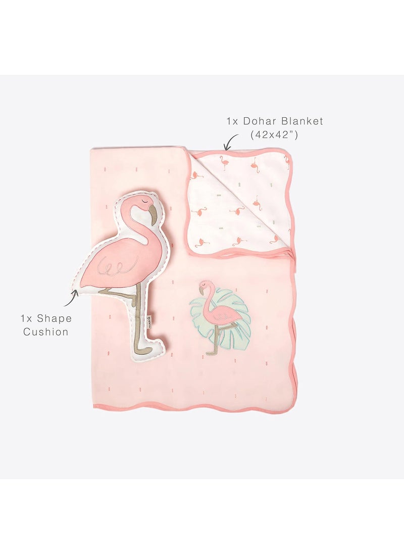 Masilo Masilo Organic Cotton Baby Blanket with Toy for Newborn/Infant-Dohar Blanket Combo-1X Blanket, 1X Toy, Flamingo-Pink  - Image 4