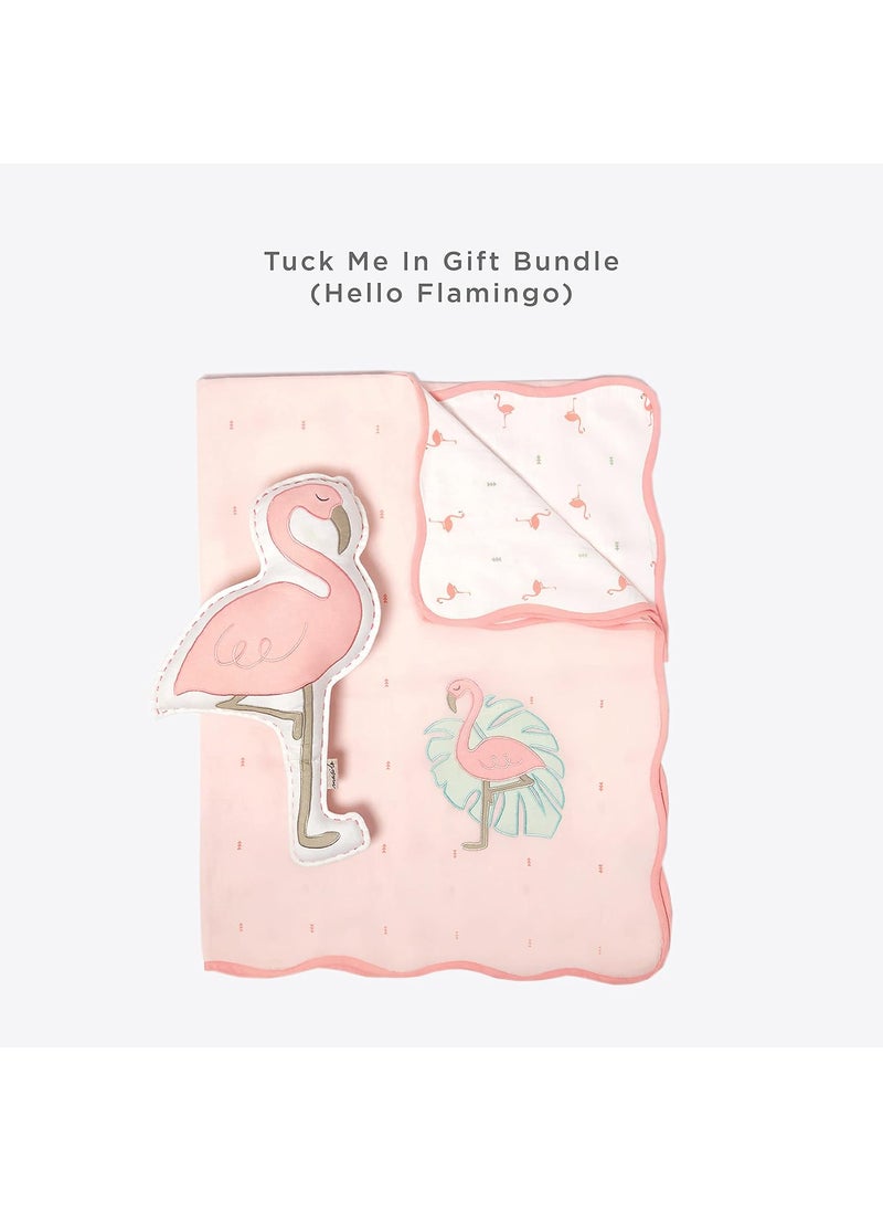 Masilo Masilo Organic Cotton Baby Blanket with Toy for Newborn/Infant-Dohar Blanket Combo-1X Blanket, 1X Toy, Flamingo-Pink  - Image 2