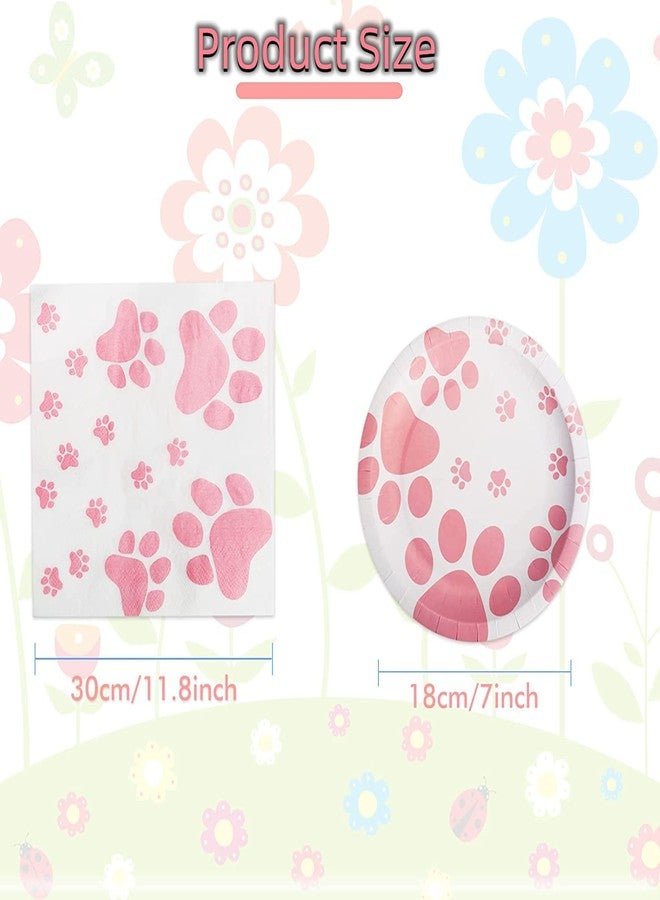KHAIVI Dog Birthday Party Supplies,Paw Print Party Supplies,Paper Plates Napkins,Puppy Birthday Decorations for Kid - Image 3