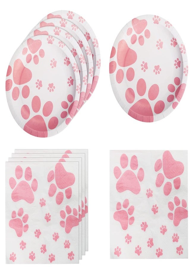 KHAIVI Dog Birthday Party Supplies,Paw Print Party Supplies,Paper Plates Napkins,Puppy Birthday Decorations for Kid - Image 1