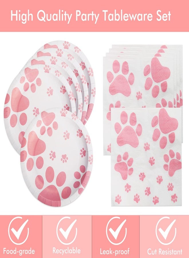 KHAIVI Dog Birthday Party Supplies,Paw Print Party Supplies,Paper Plates Napkins,Puppy Birthday Decorations for Kid - Image 4