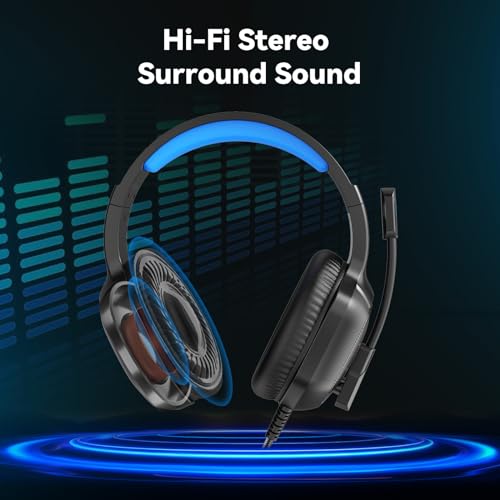 IMYB A36 Gaming Headset with Microphone for Pc, Xbox One Series X/s, Ps4, Ps5, Switch, Stereo Wired Noise Cancelling Over-Ear Headphones with Mic for Computer, Laptop, Mac, Nintendo, Gamer (Blue) - Image 2