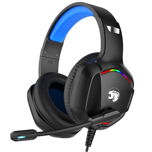 IMYB A36 Gaming Headset with Microphone for Pc, Xbox One Series X/s, Ps4, Ps5, Switch, Stereo Wired Noise Cancelling Over-Ear Headphones with Mic for Computer, Laptop, Mac, Nintendo, Gamer (Blue) - Image 1
