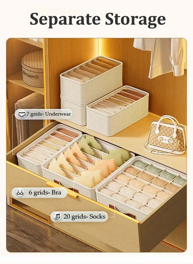 YIM-VIBEHAUS 3 Pieces Drawer Organizer, Foldable Wardrobe Organiser, Clothes Organizer, Dividers Cell Linen Dresser Closet Organizers and Organizer Storage Bins for Clothing, Baby Clothes, Bra, Panty, Scarf, Ties, Scarves - Image 3
