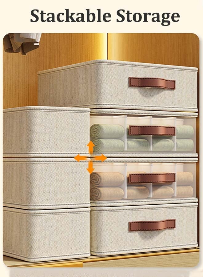 YIM-VIBEHAUS 3 Pieces Drawer Organizer, Foldable Wardrobe Organiser, Clothes Organizer, Dividers Cell Linen Dresser Closet Organizers and Organizer Storage Bins for Clothing, Baby Clothes, Bra, Panty, Scarf, Ties, Scarves - Image 4