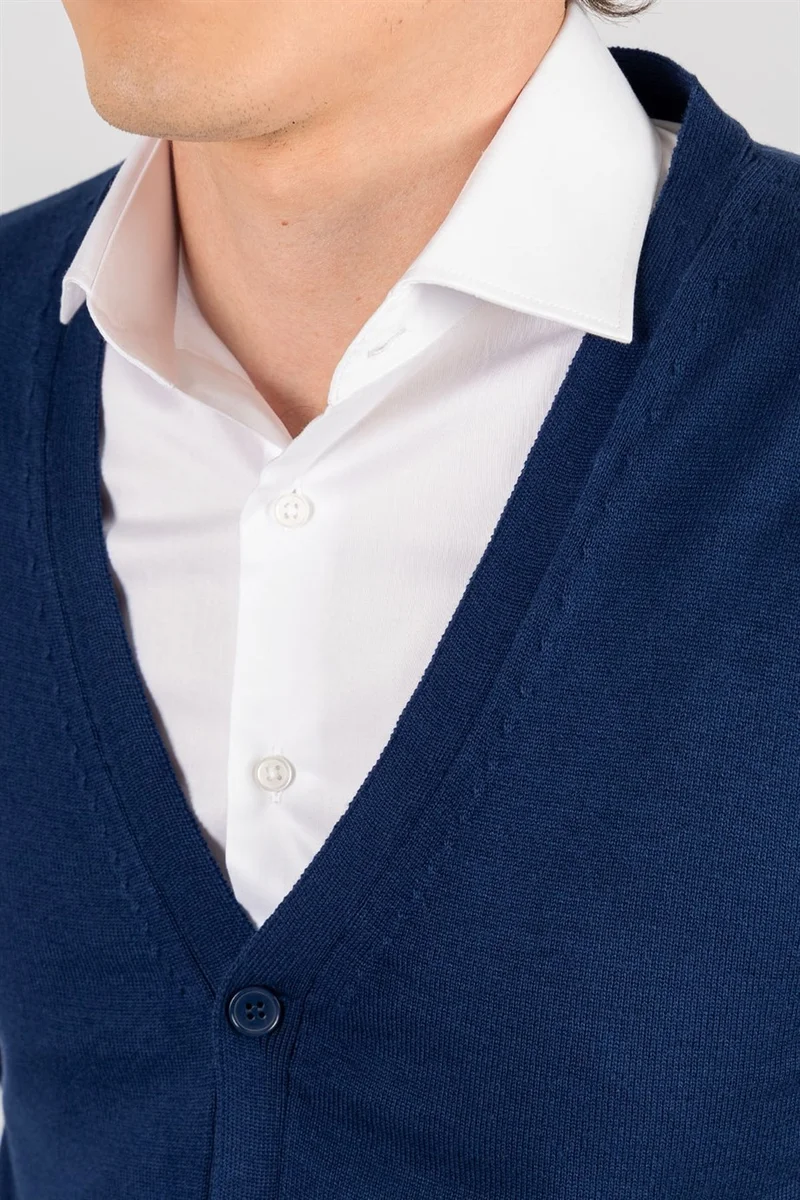 Tudors Slim Fit Slim Fit Buttoned Plain Cotton Men's Cardigan