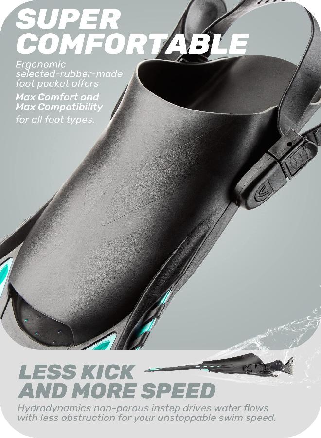 Capas CAPAS Snorkel Fins, Swim Fins Travel Size Short Adjustable for Snorkeling Diving Adult Men Women Kids Open Heel Swimming Flippers - Image 5